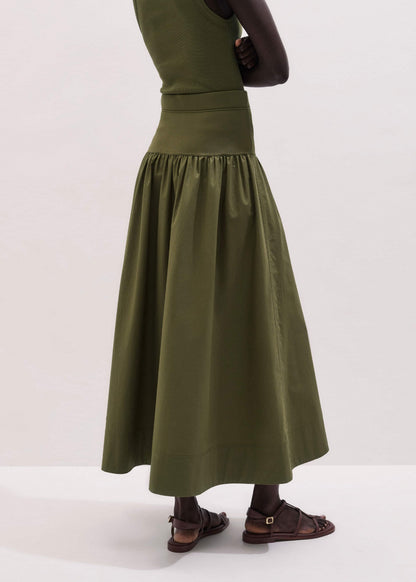 Olive Green Mixed Media Maxi Skirt | ME+EM Clothing