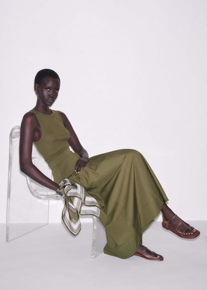 Olive Green Mixed Media Maxi Skirt | ME+EM Clothing