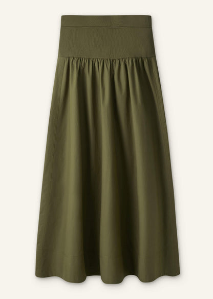 Olive Green Mixed Media Maxi Skirt | ME+EM Clothing