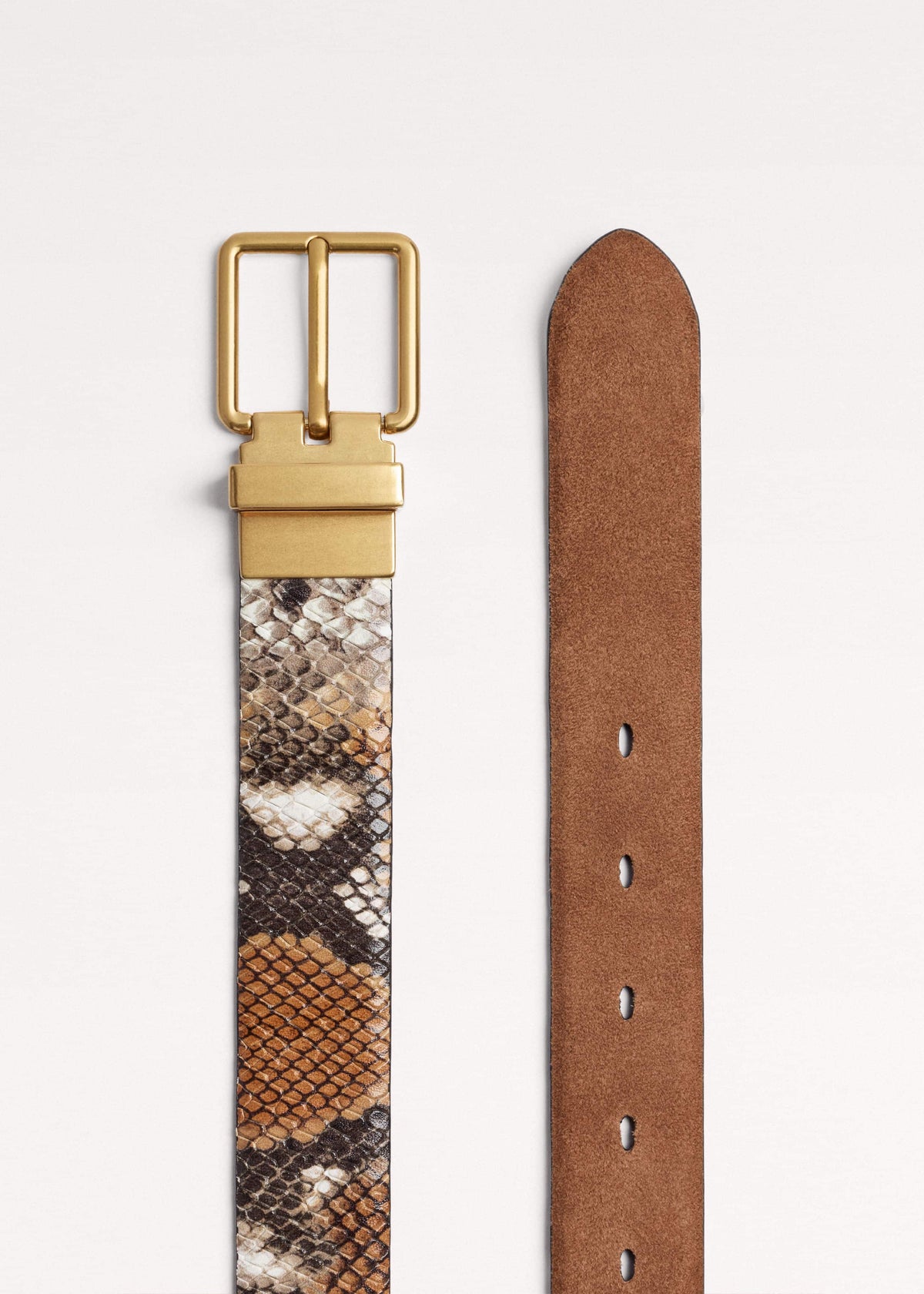 Tan Snake Print Reversible Belt | ME+EM Clothing|Accessories