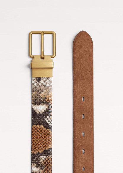 Tan Snake Print Reversible Belt | ME+EM Clothing|Accessories