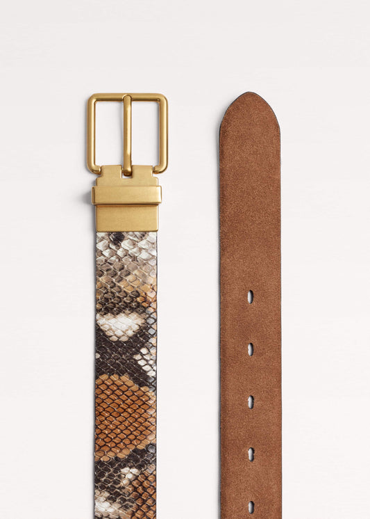 Tan Snake Print Reversible Belt | ME+EM Clothing|Accessories
