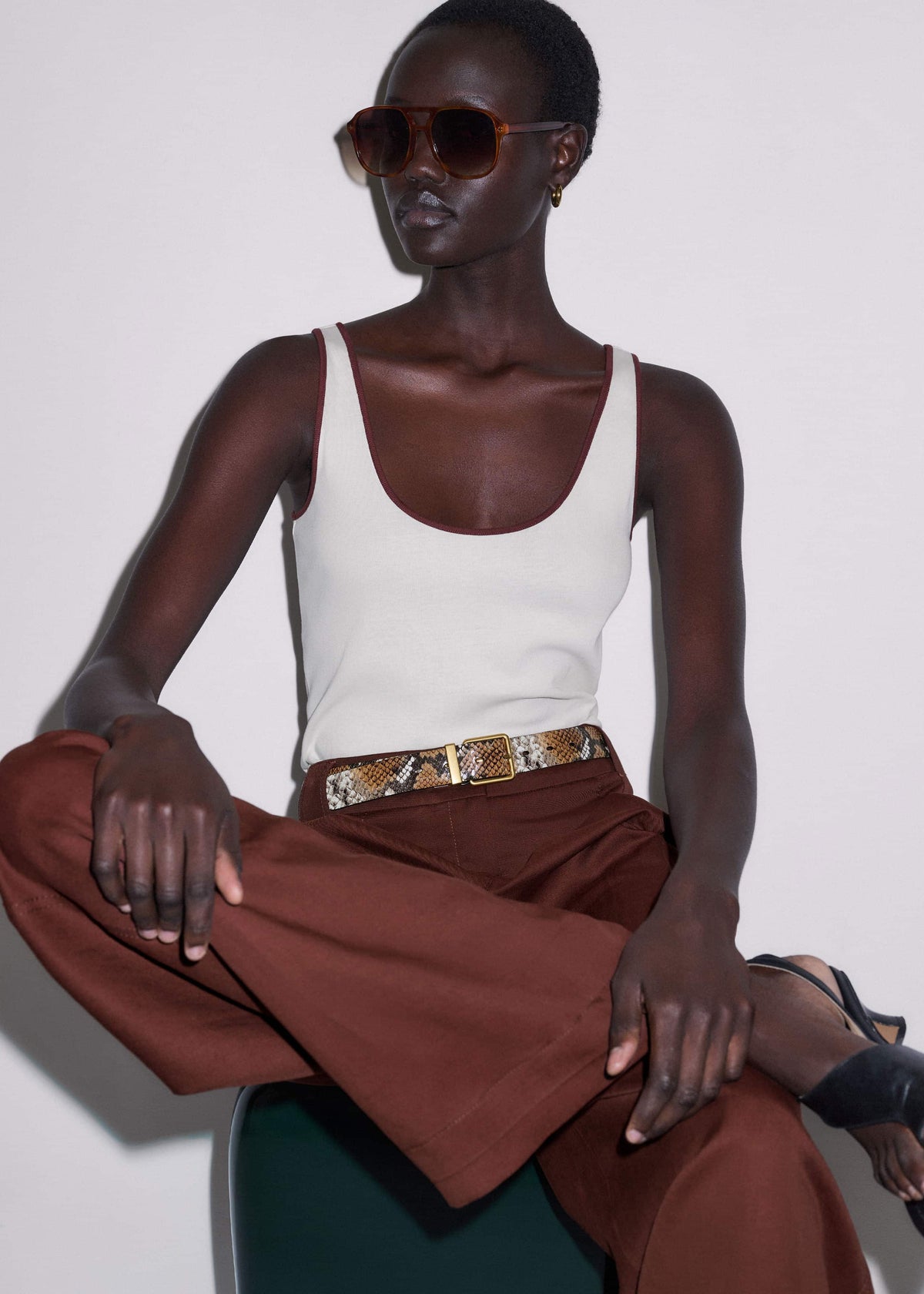 Tan Snake Print Reversible Belt | ME+EM Clothing|Accessories