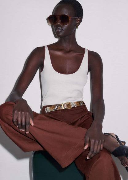 Tan Snake Print Reversible Belt | ME+EM Clothing|Accessories