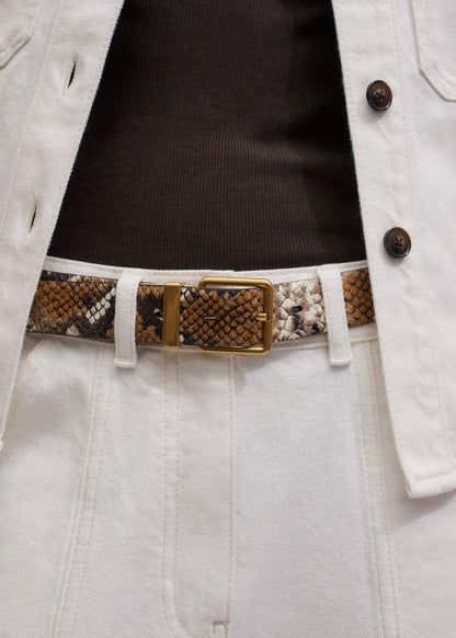 Tan Snake Print Reversible Belt | ME+EM Clothing|Accessories