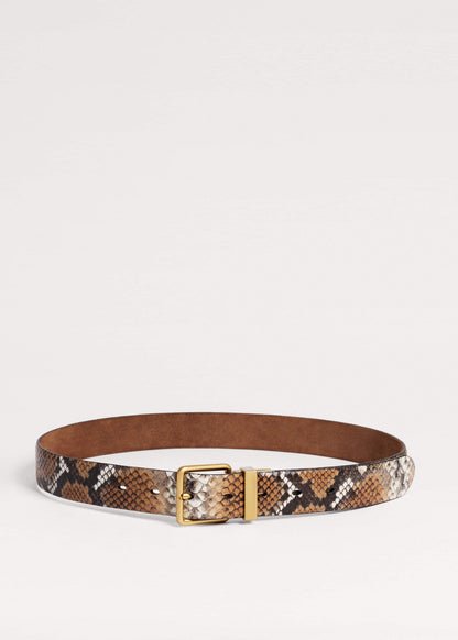 Tan Snake Print Reversible Belt | ME+EM Clothing|Accessories