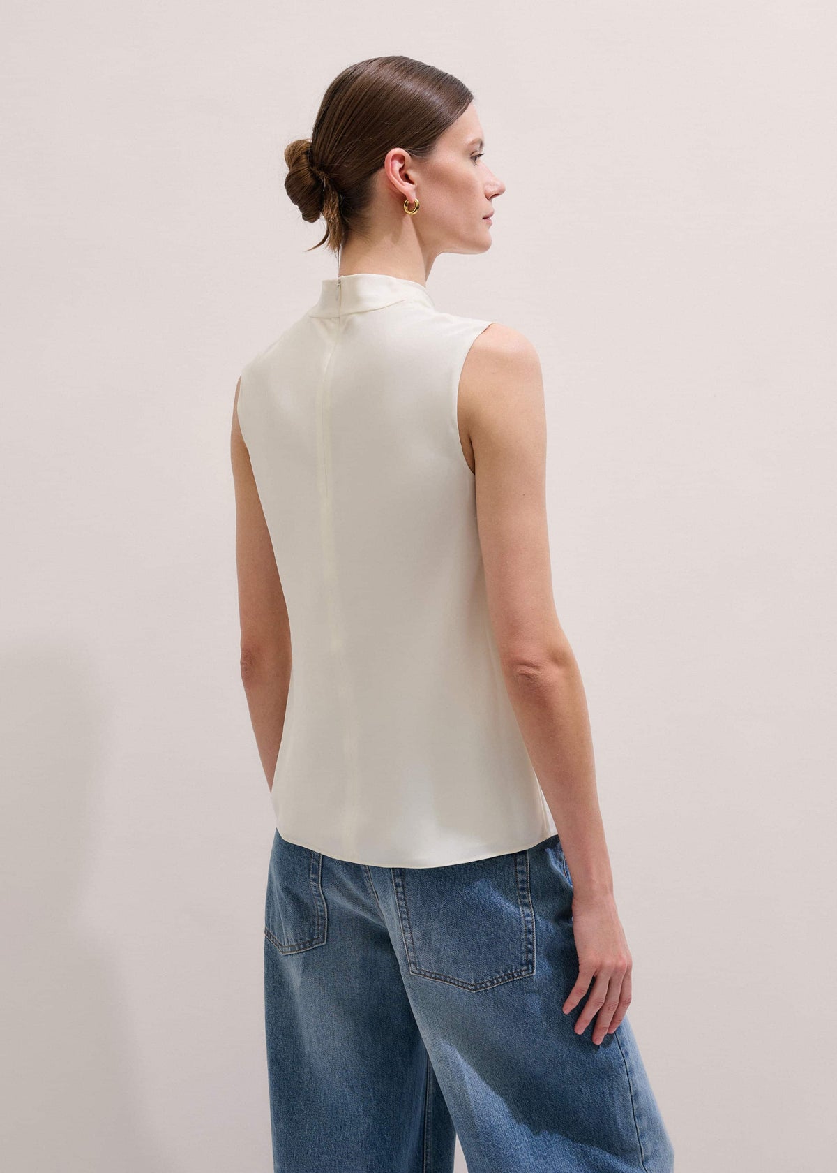 Cream Silk Elevated Cowl Neck Top | ME+EM Clothing