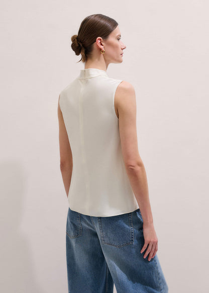 Cream Silk Elevated Cowl Neck Top | ME+EM Clothing