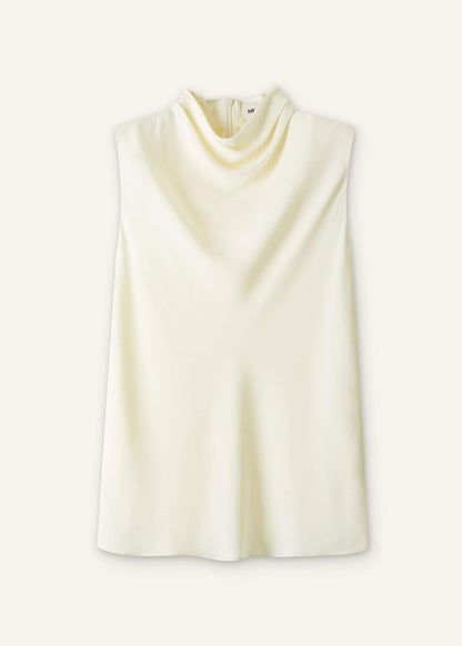 Cream Silk Elevated Cowl Neck Top | ME+EM Clothing