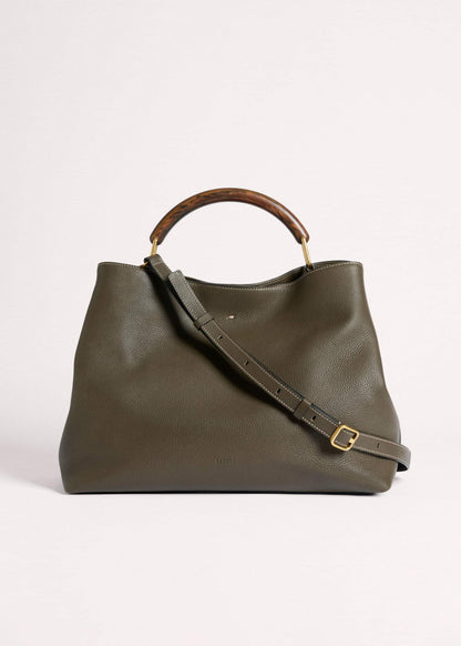 Olive Green Leather Soft Constructed Day Bag | ME+EM Clothing|Accessories