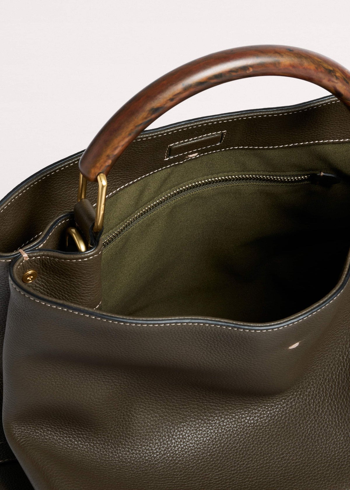 Olive Green Leather Soft Constructed Day Bag | ME+EM Clothing|Accessories