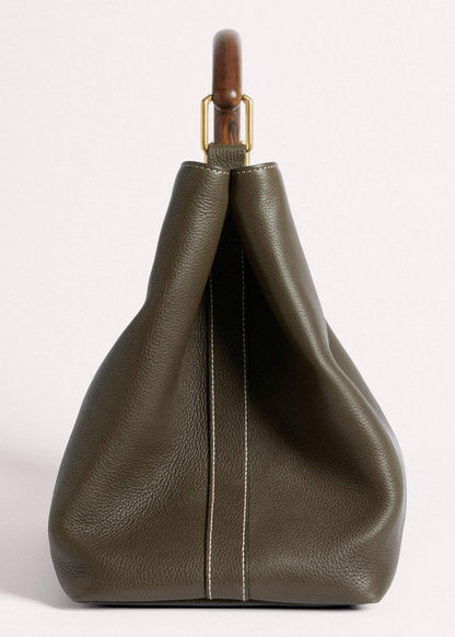 Olive Green Leather Soft Constructed Day Bag | ME+EM Clothing|Accessories