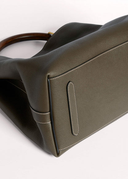 Olive Green Leather Soft Constructed Day Bag | ME+EM Clothing|Accessories