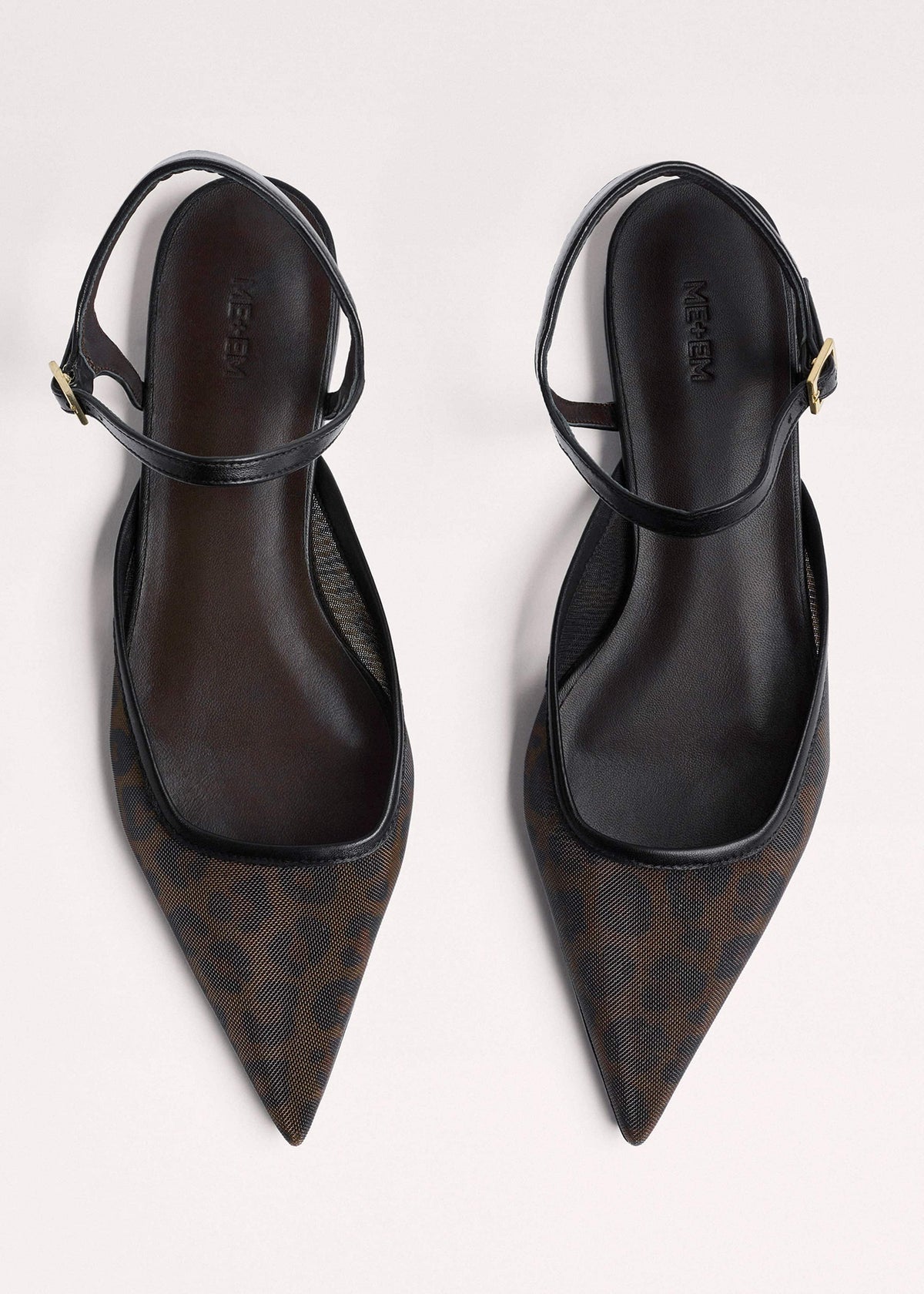 Brown Leopard Print Mesh Point-Toe Flat | ME+EM Clothing|Accessories