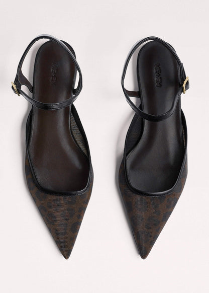 Brown Leopard Print Mesh Point-Toe Flat | ME+EM Clothing|Accessories
