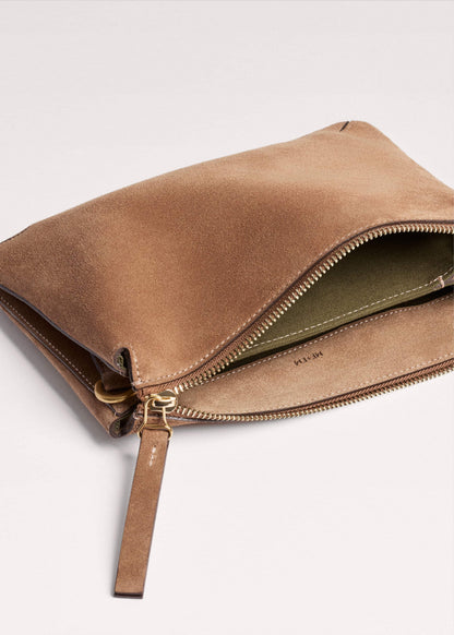 Brown Suede Double Pouch Crossbody Bag | ME+EM Clothing