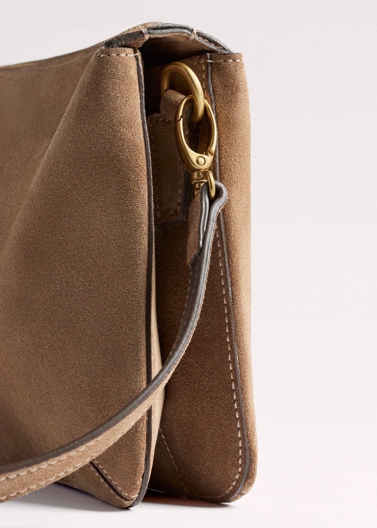Brown Suede Double Pouch Crossbody Bag | ME+EM Clothing
