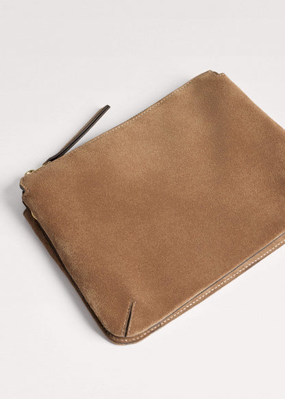 Brown Suede Double Pouch Crossbody Bag | ME+EM Clothing