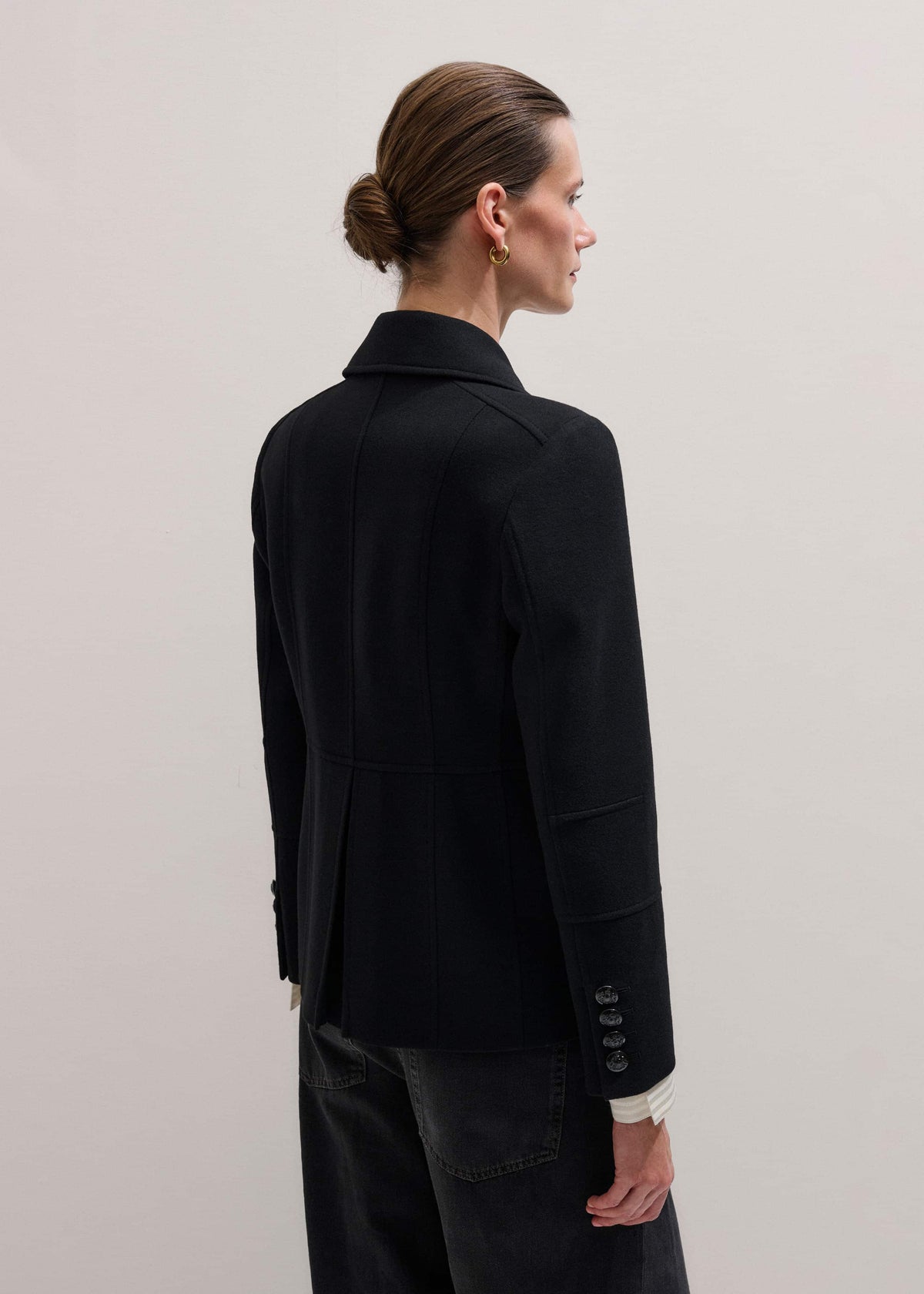 Black Longline Fitted Military Jacket | ME+EM Clothing