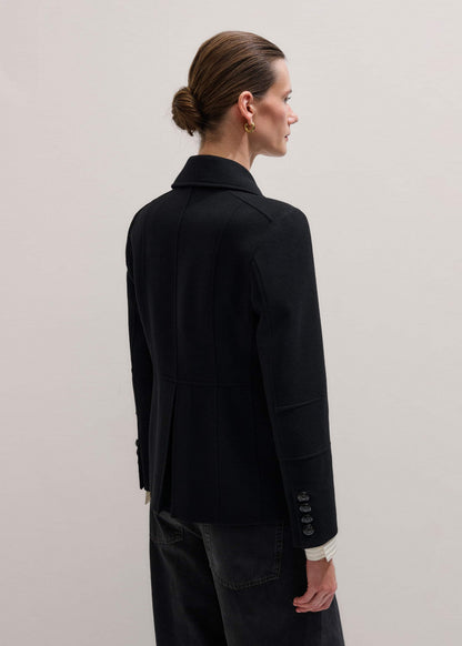 Black Longline Fitted Military Jacket | ME+EM Clothing