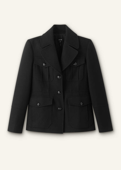 Black Longline Fitted Military Jacket | ME+EM Clothing