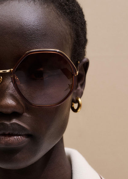 Cinnamon Hetagonal Frame Sunglasses | ME+EM Clothing|Accessories