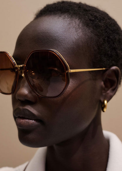 Cinnamon Hetagonal Frame Sunglasses | ME+EM Clothing|Accessories