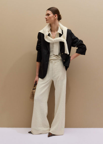 Cream Wide-Leg Track Pant | ME+EM Clothing