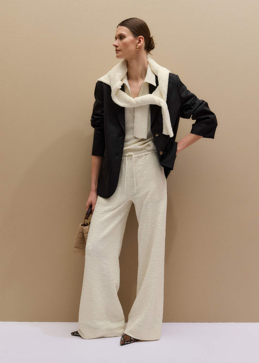 Cream Wide-Leg Track Pant | ME+EM Clothing