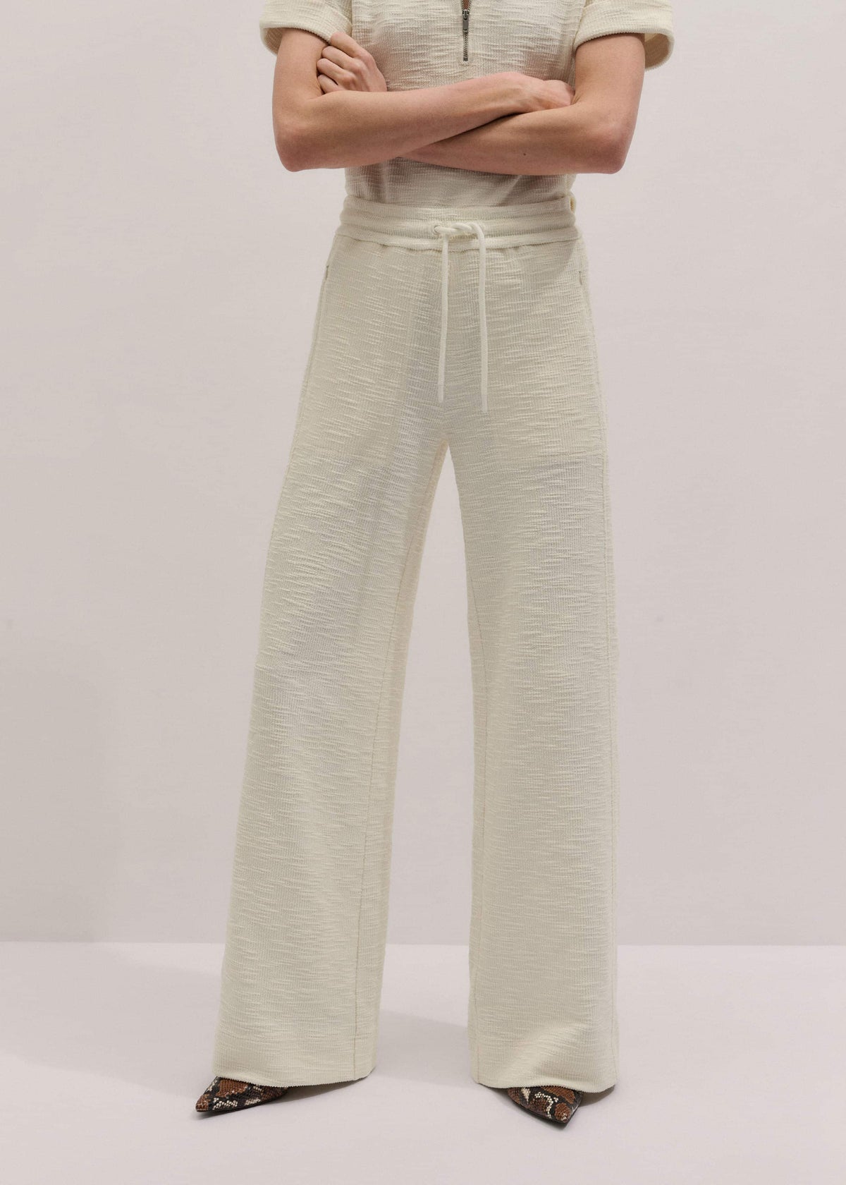 Cream Wide-Leg Track Pant | ME+EM Clothing
