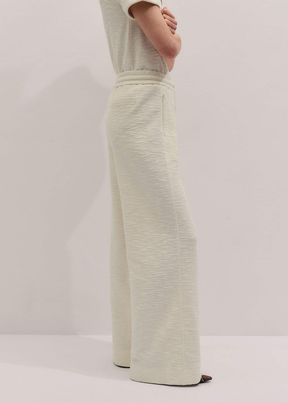 Cream Wide-Leg Track Pant | ME+EM Clothing