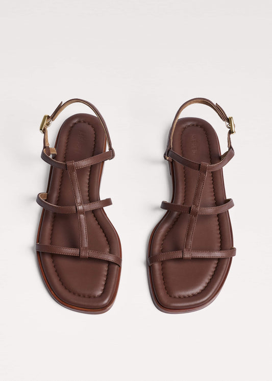 Dark Brown Caged Flat Sandal | ME+EM Clothing|Accessories