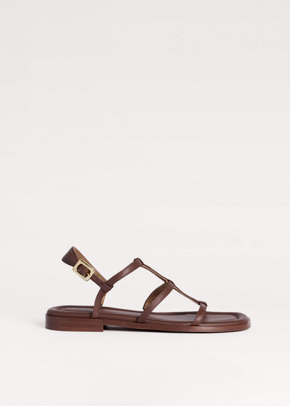 Dark Brown Caged Flat Sandal | ME+EM Clothing|Accessories
