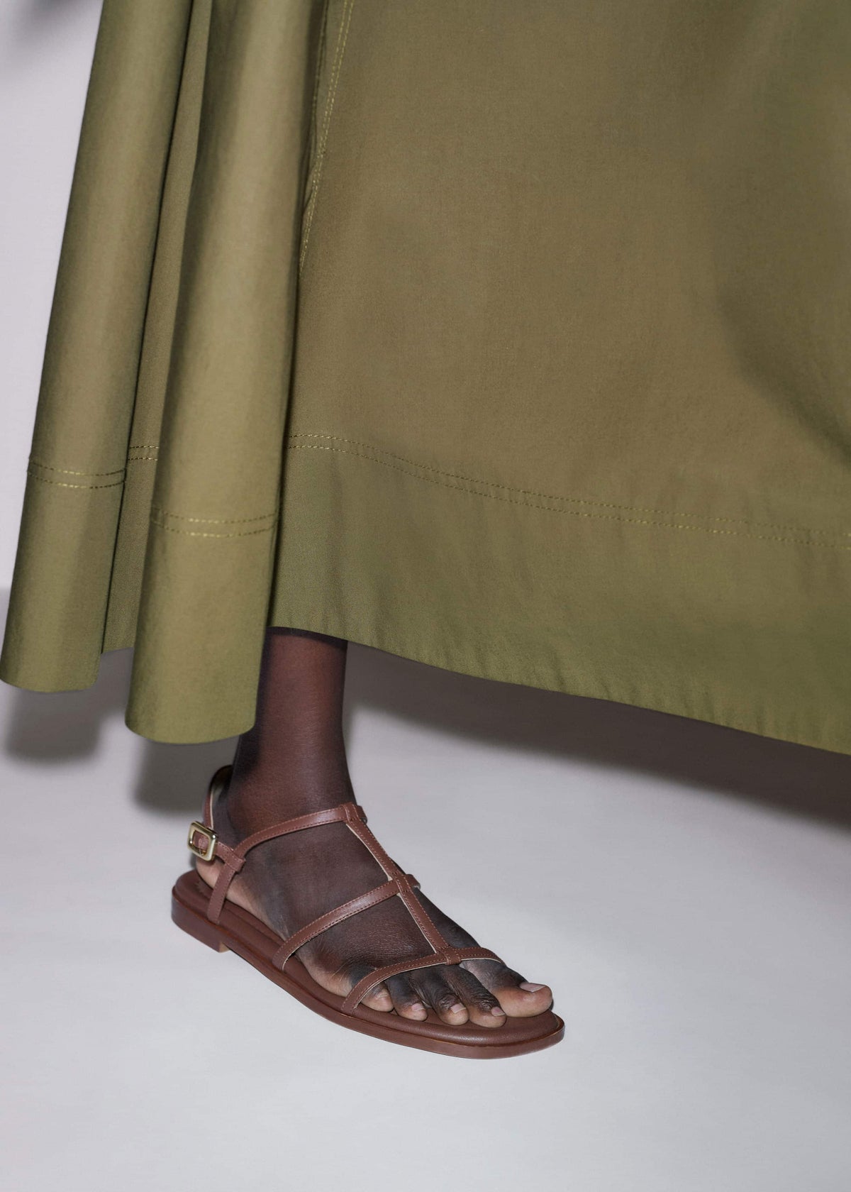 Dark Brown Caged Flat Sandal | ME+EM Clothing|Accessories