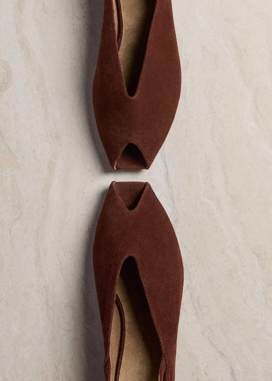 Cinnamon Brown Peep Toe Flat | ME+EM Clothing|Accessories