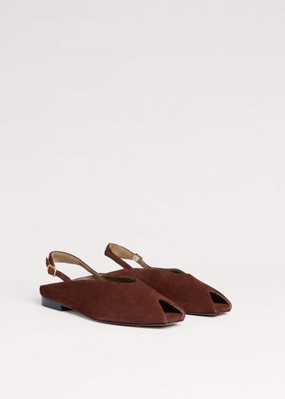 Cinnamon Brown Peep Toe Flat | ME+EM Clothing|Accessories