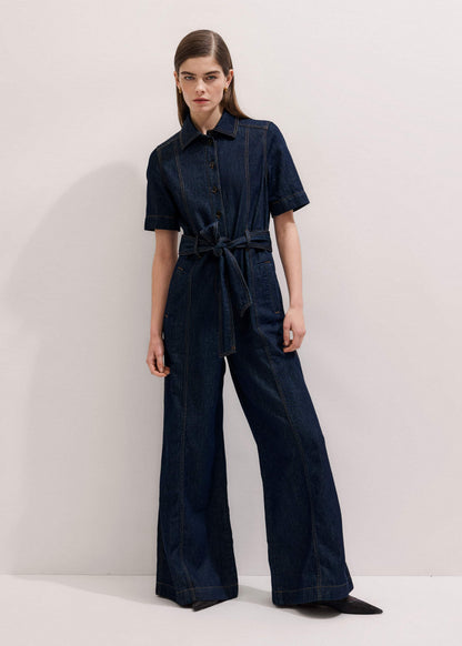 Blue Relaxed Wide-Leg AM-PM Jumpsuit | ME+EM Clothing