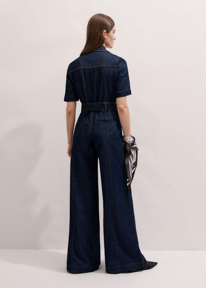 Blue Relaxed Wide-Leg AM-PM Jumpsuit | ME+EM Clothing