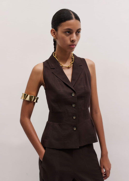 Brown Halterneck Vest | ME+EM Clothing