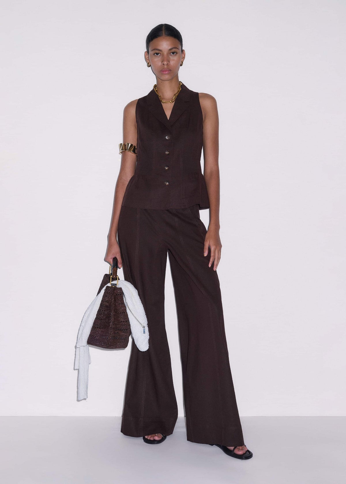 Brown Halterneck Vest | ME+EM Clothing