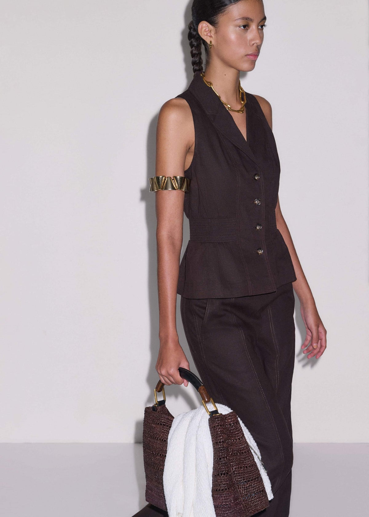 Brown Halterneck Vest | ME+EM Clothing