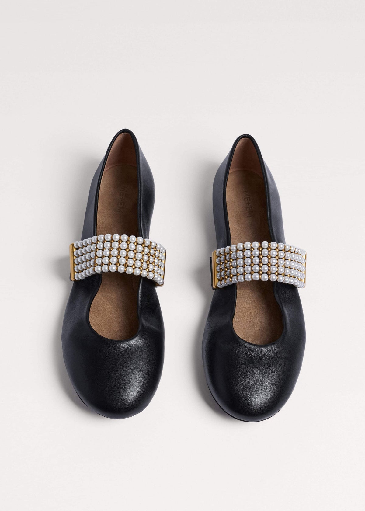 Black Pearl Trim Round Ballet Flat | ME+EM Clothing|Accessories