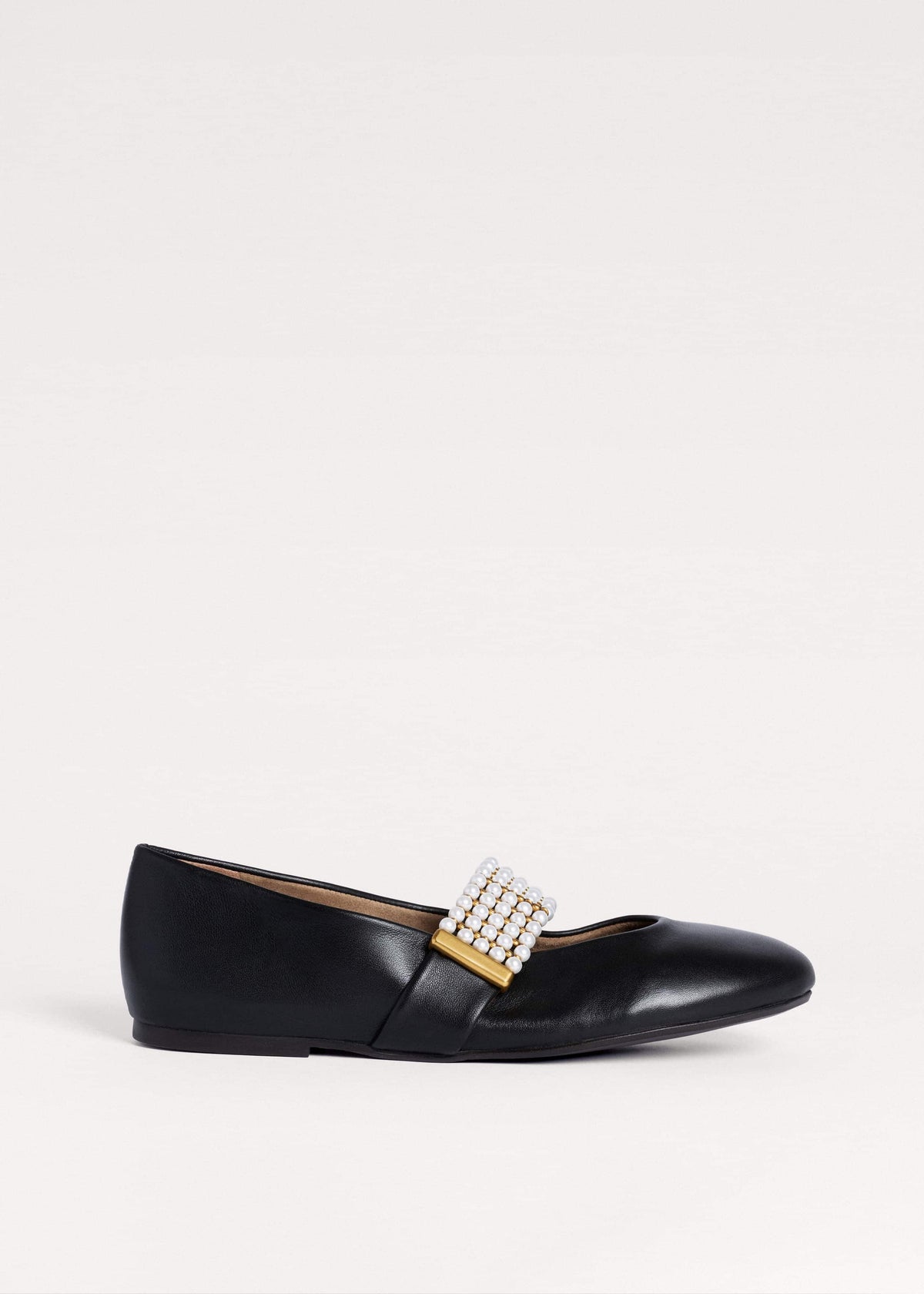 Black Pearl Trim Round Ballet Flat | ME+EM Clothing|Accessories