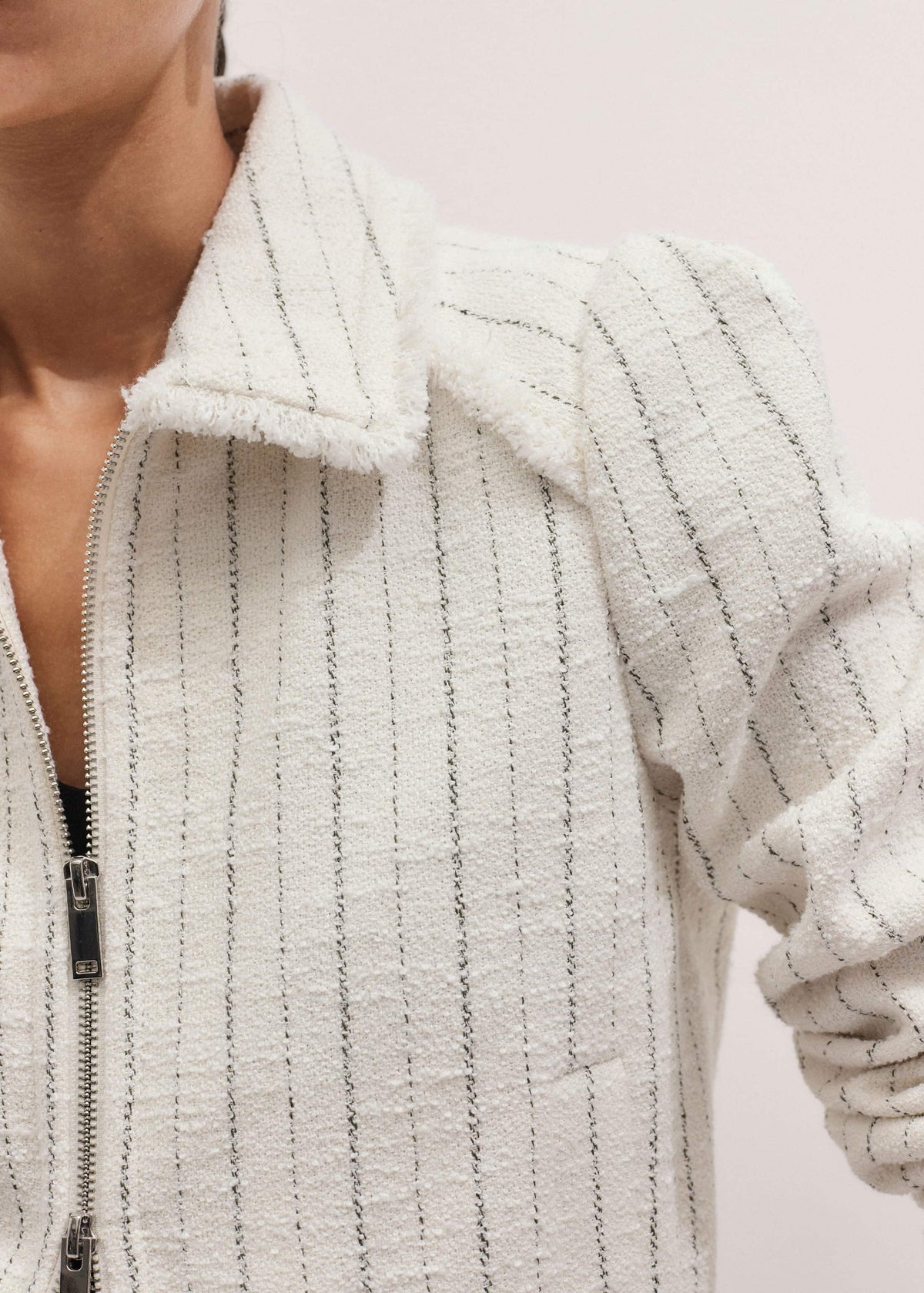 Ivory Stripe Bomber Jacket | ME+EM Clothing