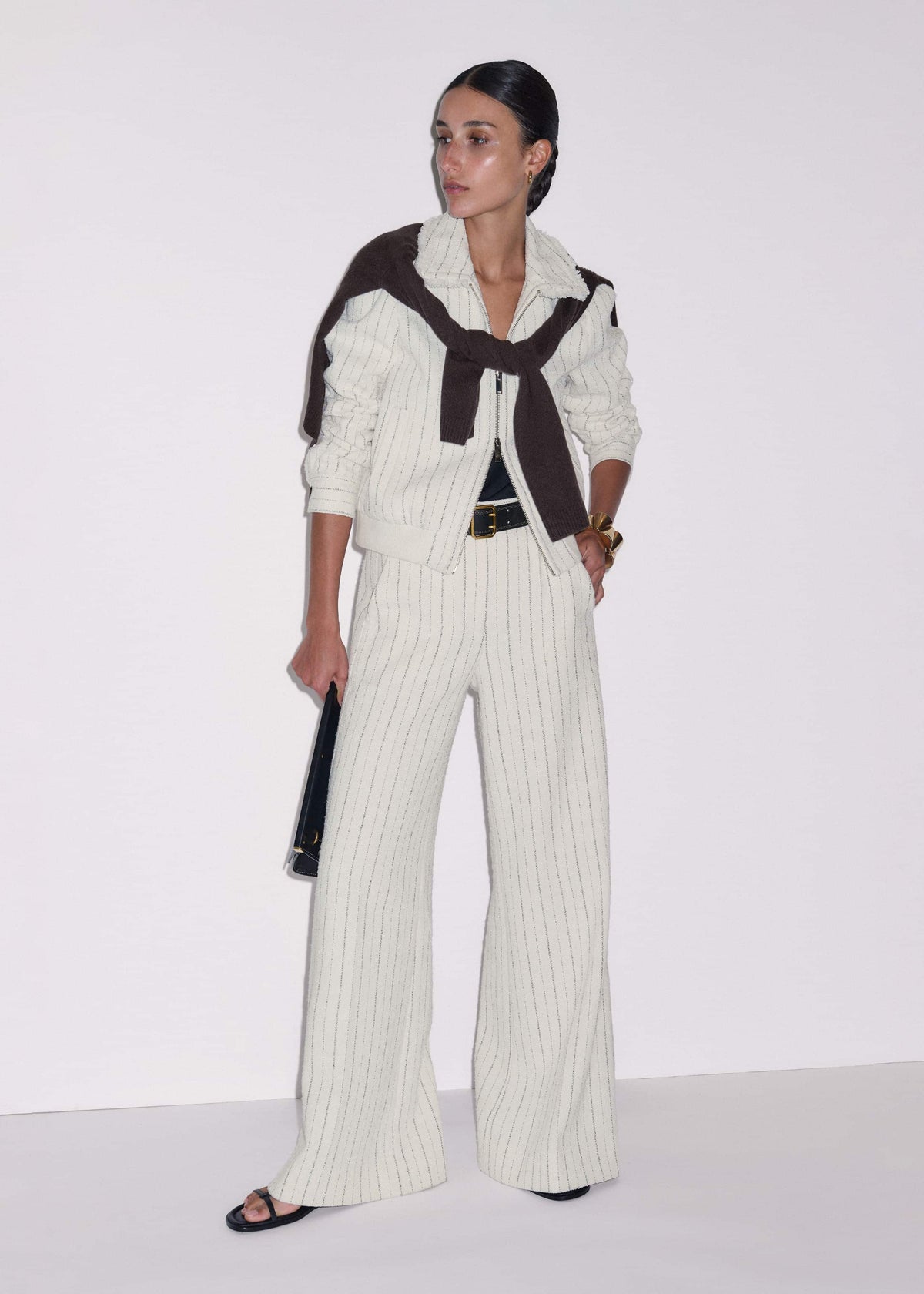 Ivory Stripe Bomber Jacket | ME+EM Clothing