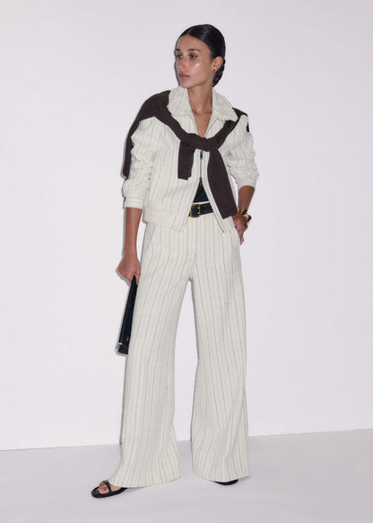 Ivory Stripe Bomber Jacket | ME+EM Clothing