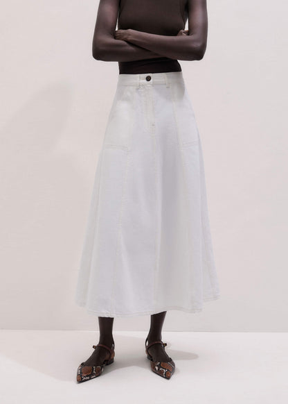 White Panelled A-Line Maxi Skirt | ME+EM Clothing