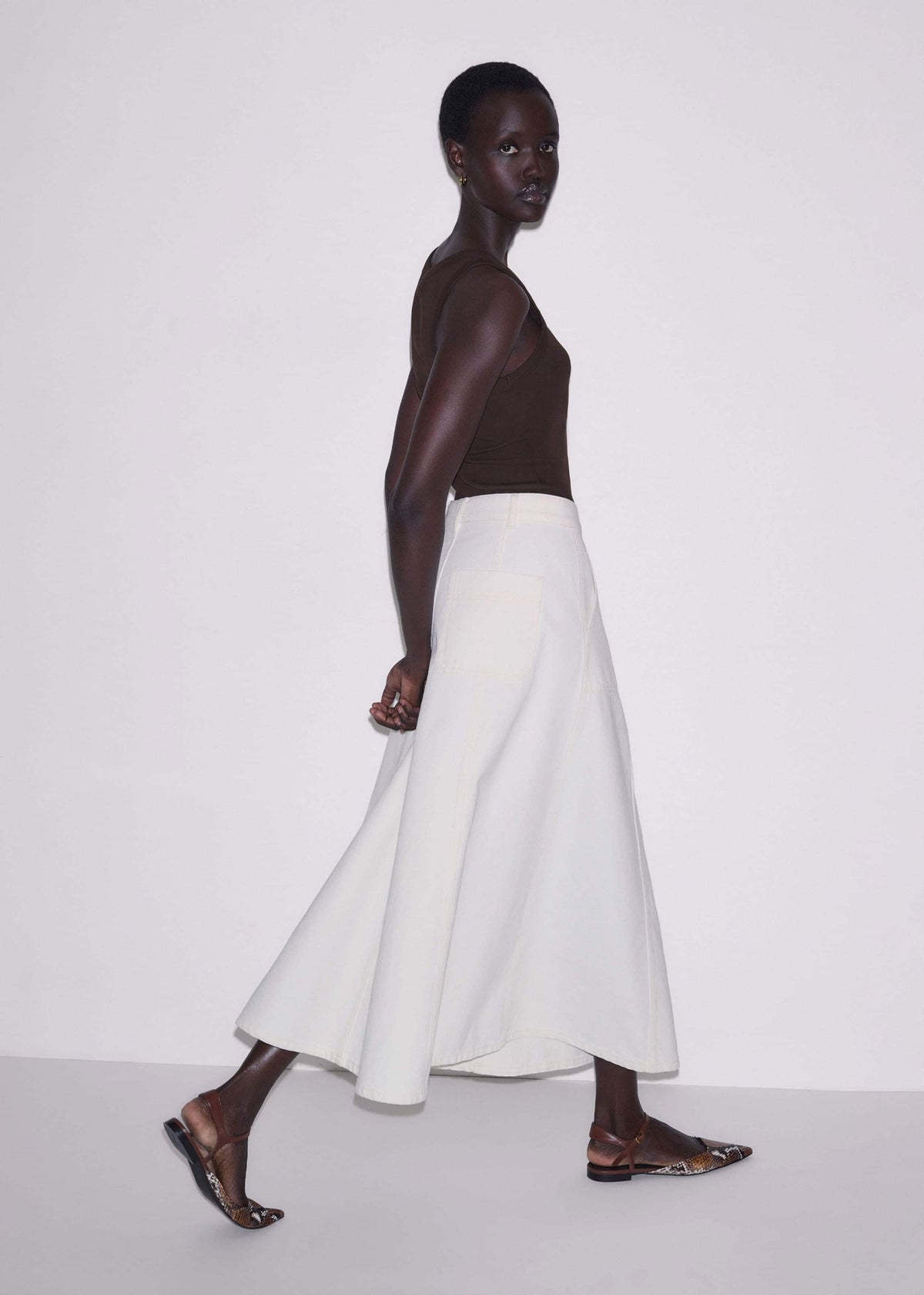 White Panelled A-Line Maxi Skirt | ME+EM Clothing