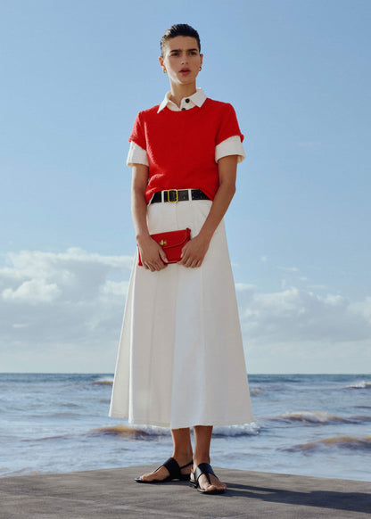 White Panelled A-Line Maxi Skirt | ME+EM Clothing