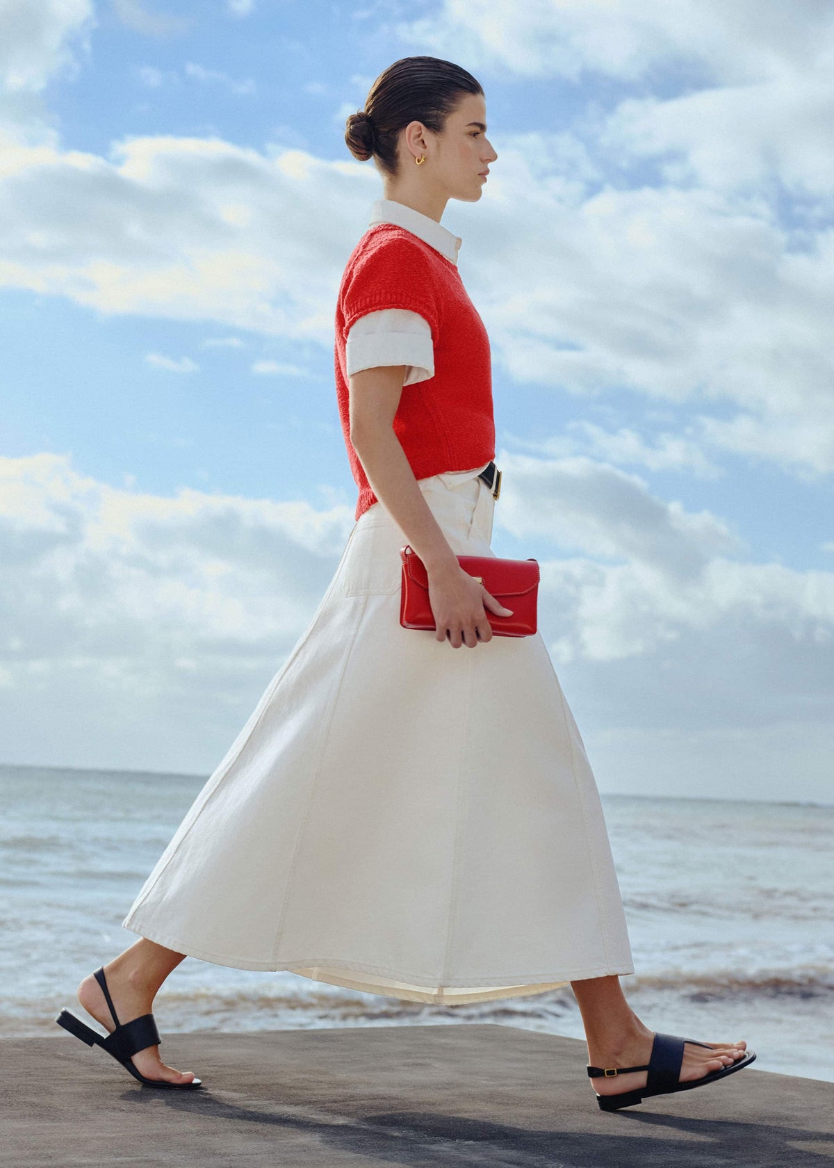 White Panelled A-Line Maxi Skirt | ME+EM Clothing